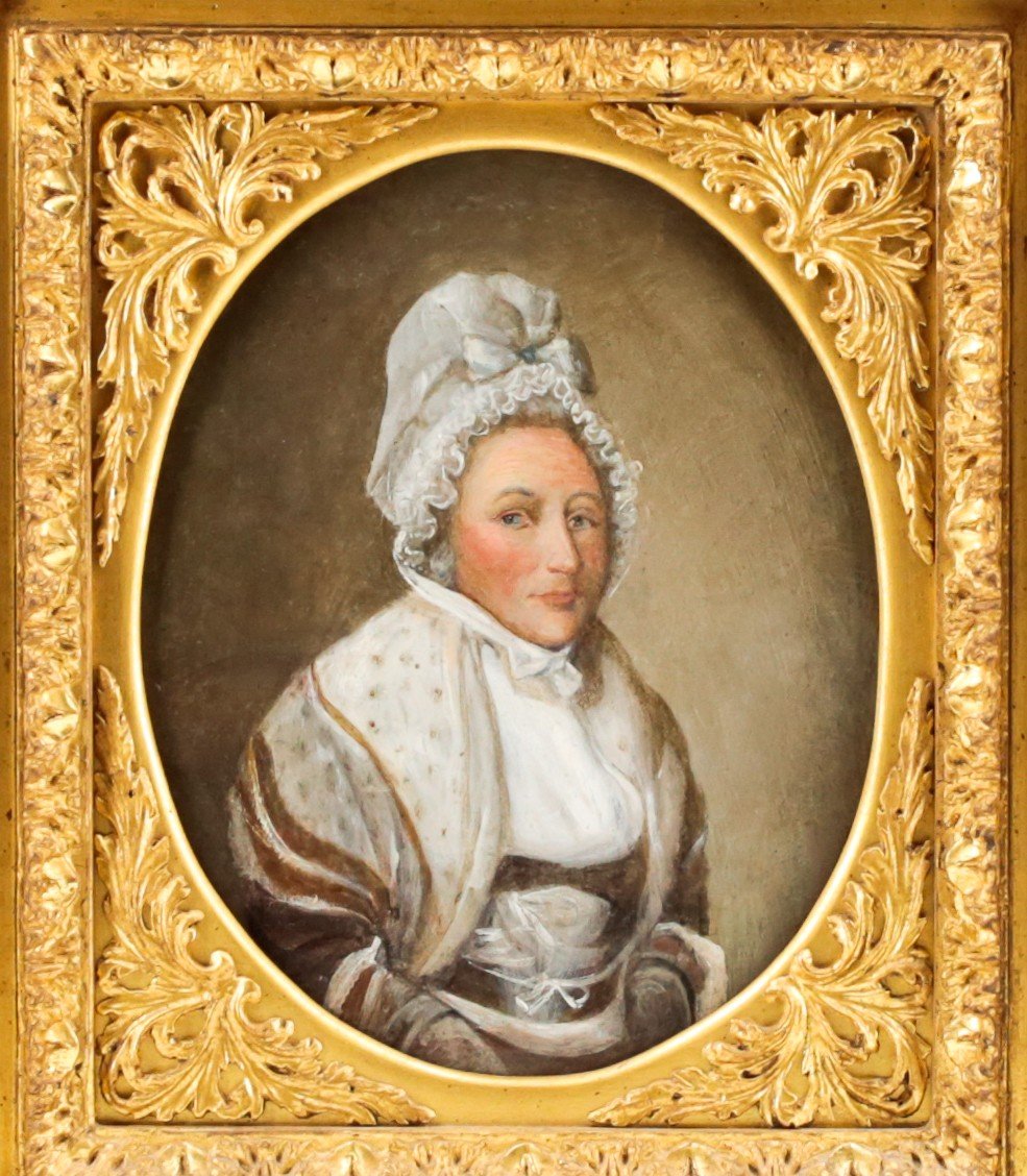 "Portrait d'une femme", huile sur cuivre, début du XIXe siècle-photo-3