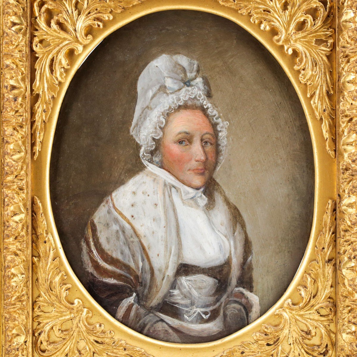 "Portrait d'une femme", huile sur cuivre, début du XIXe siècle-photo-2