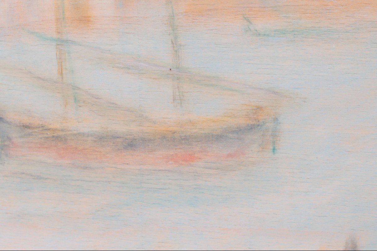 "Venezia", pastello su tavola, di Pio Semeghini, firmato in basso a destra-photo-3