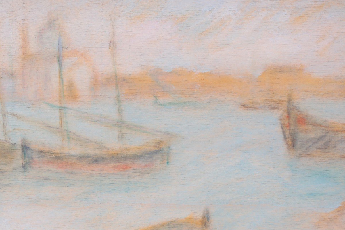 "Venezia", pastello su tavola, di Pio Semeghini, firmato in basso a destra-photo-4