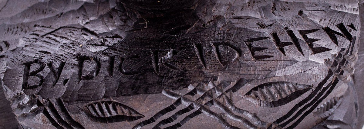 Sculpture africaine en ébène, par Idehen Dick, "Visage d'une femme", signée sur la base-photo-4