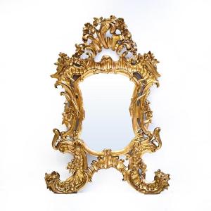Antica Specchiera in legno dorato Luigi XV, Epoca '800