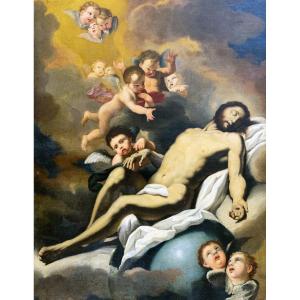 Dipinto di grandi dimensioni, "Traslazione di Cristo", olio su tela, sec. XVIII