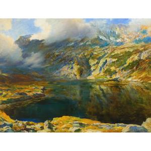 Alberto Falchetti, "Lago della Vecchia - Alpi Biellesi", Epoca Primi '900