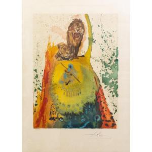 Salvador Dalì, "Leone di Caribia", Ed. 195, litografia, firmata, Anni '80