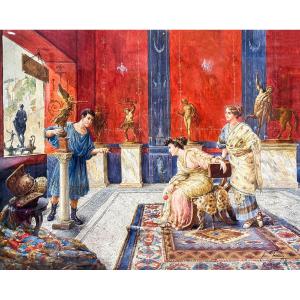 Ettore Forti, "Giovane Antiquario", acquerello su carta, firmato, Fine '800 Primi '900