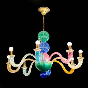 Lampadario Stile Gio Ponti, in vetro Murano, Epoca '900