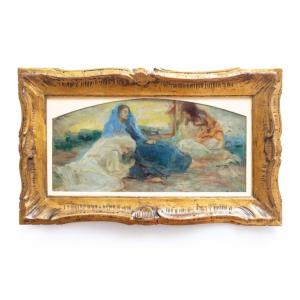Antonio Piatti, "Stabat Mater", olio su cartone, firmato, 1918