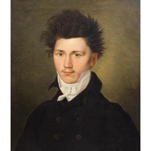 “Giovane gentiluomo romantico”, olio su tela, Epoca XIX Secolo