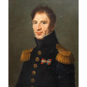 "Ritratto di Ufficiale della Marina Imperiale", olio su tela , XIX Secolo