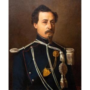 Alfred Guillard, “Ritratto di ufficiale", olio su tela, firmato,  1855