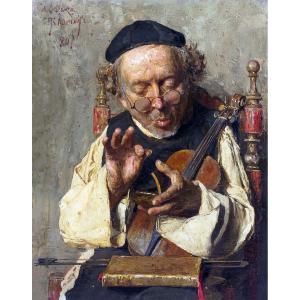 Ciro Denza, "Ritratto di Luigi Denza", olio su tela, firmato, 1880