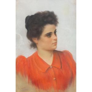 Vincenzo Caprile, "Ritratto femminile", pastello su carta, 1897
