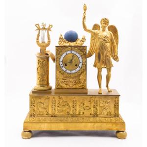 Orologio da tavolo in bronzo dorato, Impero, Epoca XIX Secolo