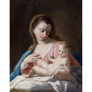 Francesco De Mura, "Madonna con bambino", olio su tela, Epoca '700