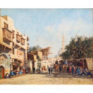 Alberto Pasini, "Il Cairo", acquerello su carta, Epoca '800