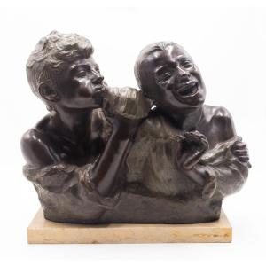Vincenzo Aurisicchio, "I Ragazzi e la Conchiglia", in bronzo, Fine '800