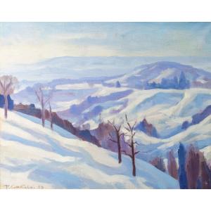 Placido Castaldi, "Paesaggio Innevato", olio su tela, 1959
