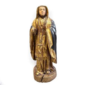 "Santa in preghiera", scultura lignea policroma, Epoca '600