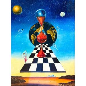 Antonio Nunziante, “L’ora del Mondo” , olio su tela, firmato, Epoca '900