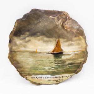 Conchiglia dipinta di Lorenzo Delleani, firmata – 1894