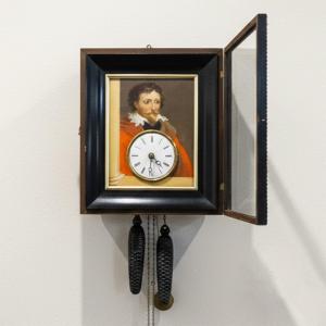 Orologio a Cornice con Automa a Occhi Mobili di Balz Kleiser, XIX secolo