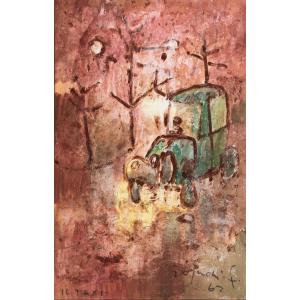 Franco Rognoni – “Il Taxi”,Olio su tela, firmato, 1967