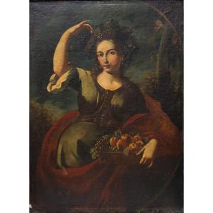 "Allegoria dell'Autunno", olio su tela, scuola Piemontese,  XVIII secolo