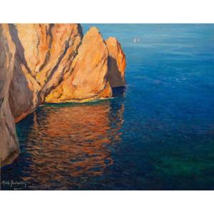 Michele Federico, olio su tavola, "Capri", Epoca '900