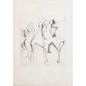 Marino Marini "Trio felice" acquaforte, 1972