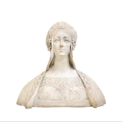 Noble Dame Florentine, Ancien Marbre Italien De La Seconde Moitié Du XIXe Siècle