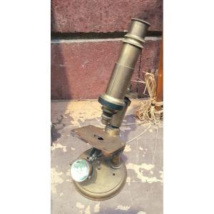 Microscope De Laboratoire à Deux Colonnes En Laiton, C. Verick, élève De Hartnack, Vers 1880