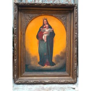 After Ernst Deger, Virgin, Queen Of Heaven, Düsseldorf School, 1865, Oil On Canvas
