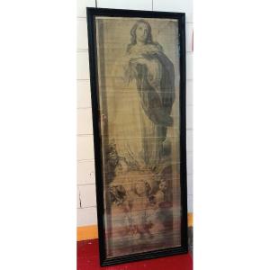 Large Preparatory Drawing, The Assumption Of The Virgin, Stained Glass Window Project, 19th Century