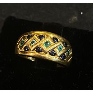 Bandeau Ring Sapphires And Emeralds