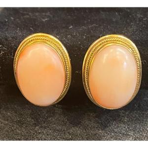 Une Paire De Boucles D’oreilles Corail Peau D’ange 