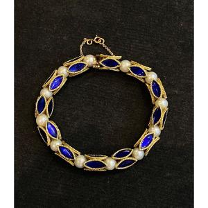  Enamel And Pearl Bracelet