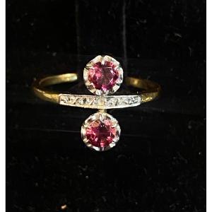 Bague Toi Et Moi Tourmalines Et Roses De Diamants 