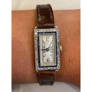 Montre Art Déco Saphirs Et Roses De Diamants 