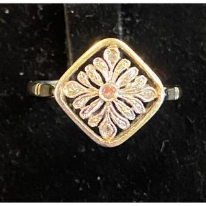 Bague Art Déco roses de diamants 