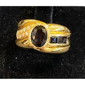 Sapphire And Diamond Band Ring