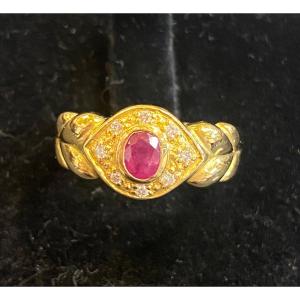 Ruby And Diamond Braided Ring