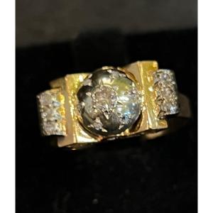 Two Tone Gold Tank Ring