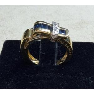 Sapphire And Diamond Loop Ring