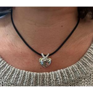 Chaumet Necklace, “coeur Liens”, White Gold And Diamonds.
