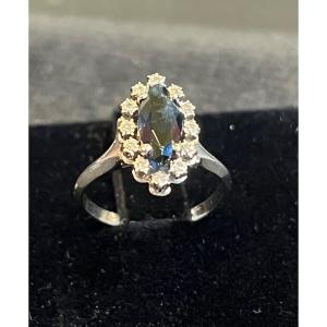 Marquise Sapphire And Diamond Ring