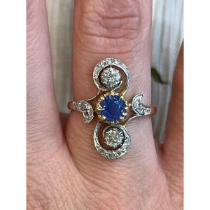 Sapphire And Diamond Navette Ring 