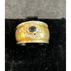 Sapphire And Diamond Band Ring 