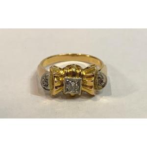 Gold And Platinum Tank Ring