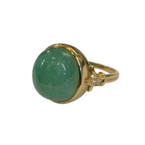 Emerald And Diamond Cabochon Ring